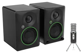 Pair Mackie CR3.5 3.5" Active Studio Monitors Speakers w/Tone Control+Samson Mic