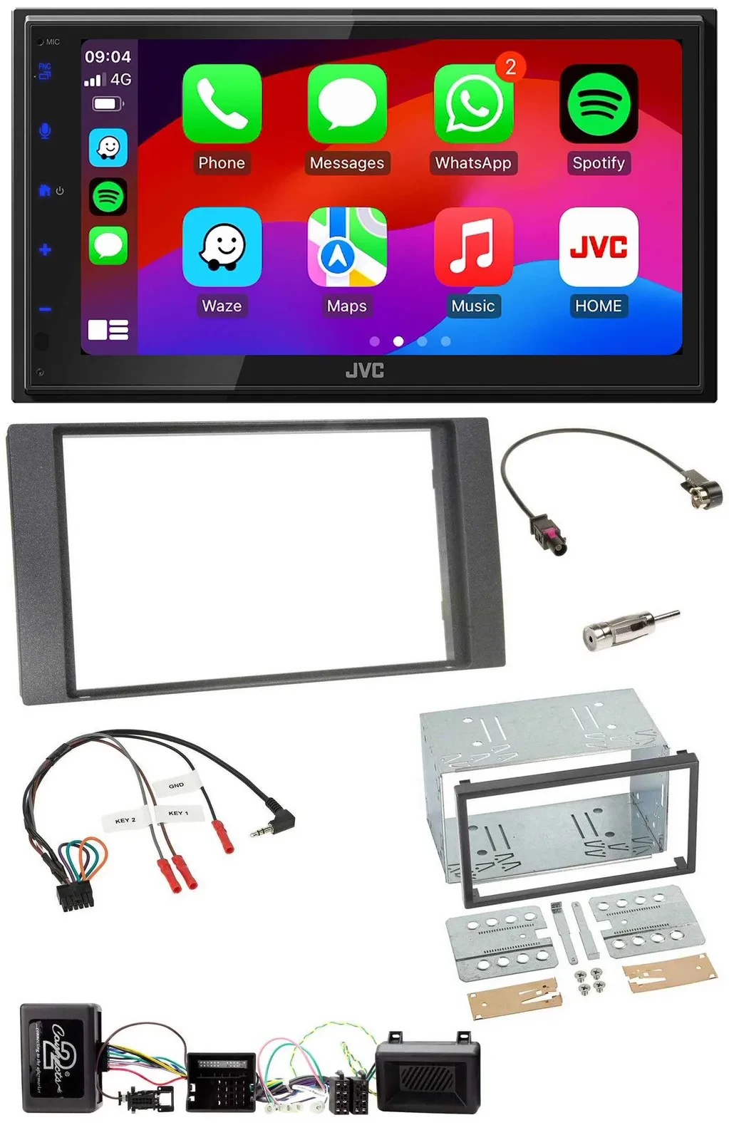 JVC Bluetooth USB Lenkrad 2DIN DAB Autoradio für Ford Kuga 08-12 anthrazit