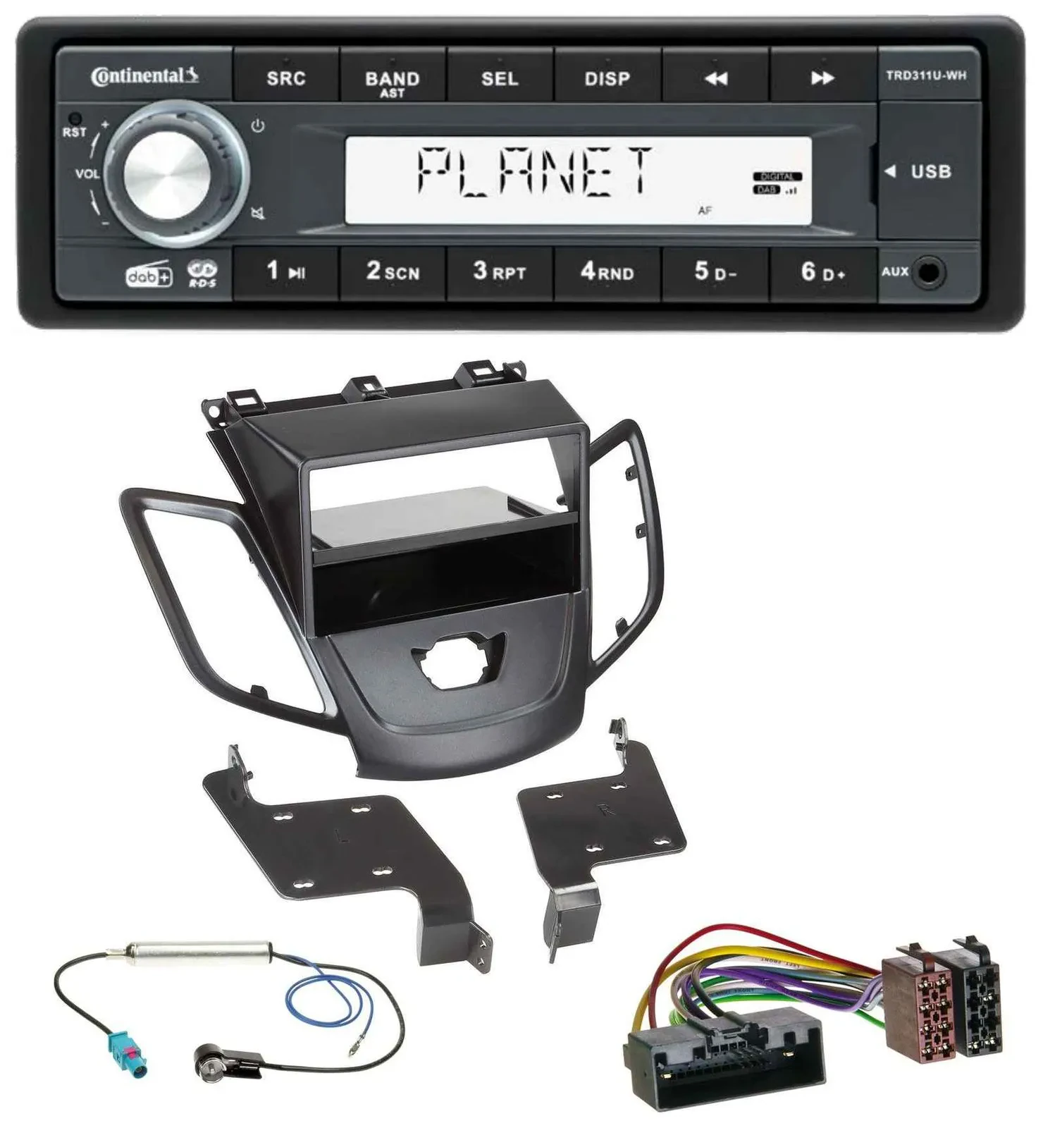 Continental MP3 AUX USB DAB 1DIN Autoradio für Ford Fiesta 10-17 JA8 ohne Displa