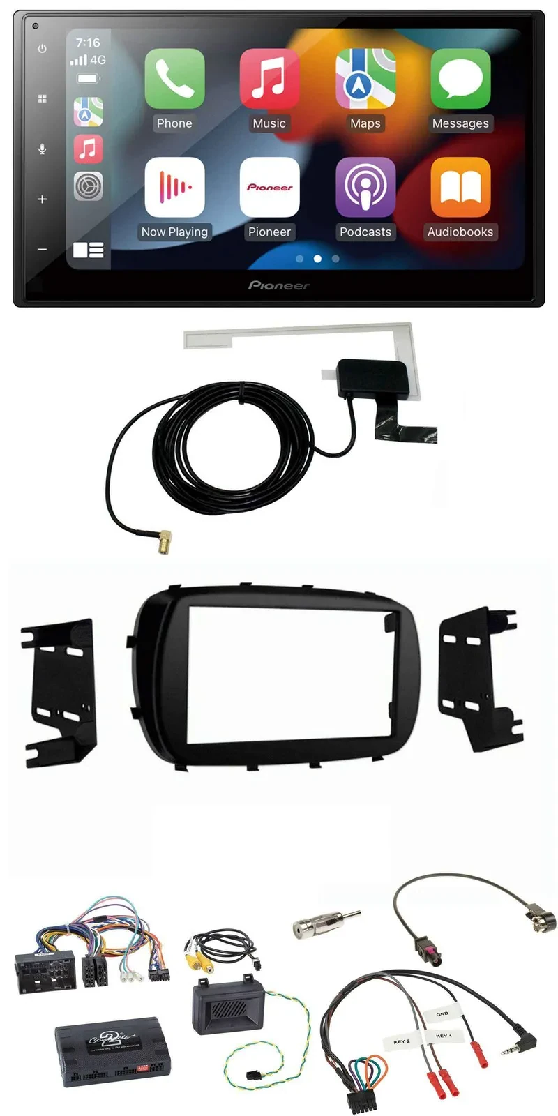 Pioneer Lenkrad USB Bluetooth DAB 2DIN Autoradio für Fiat 500X ab 2014