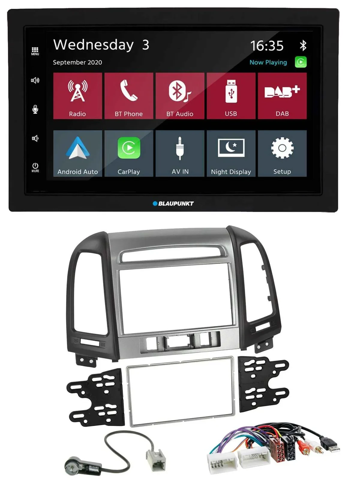Blaupunkt 2DIN MP3 USB Bluetooth DAB Autoradio für Hyundai Santa Fe USB AUX 3 Sc