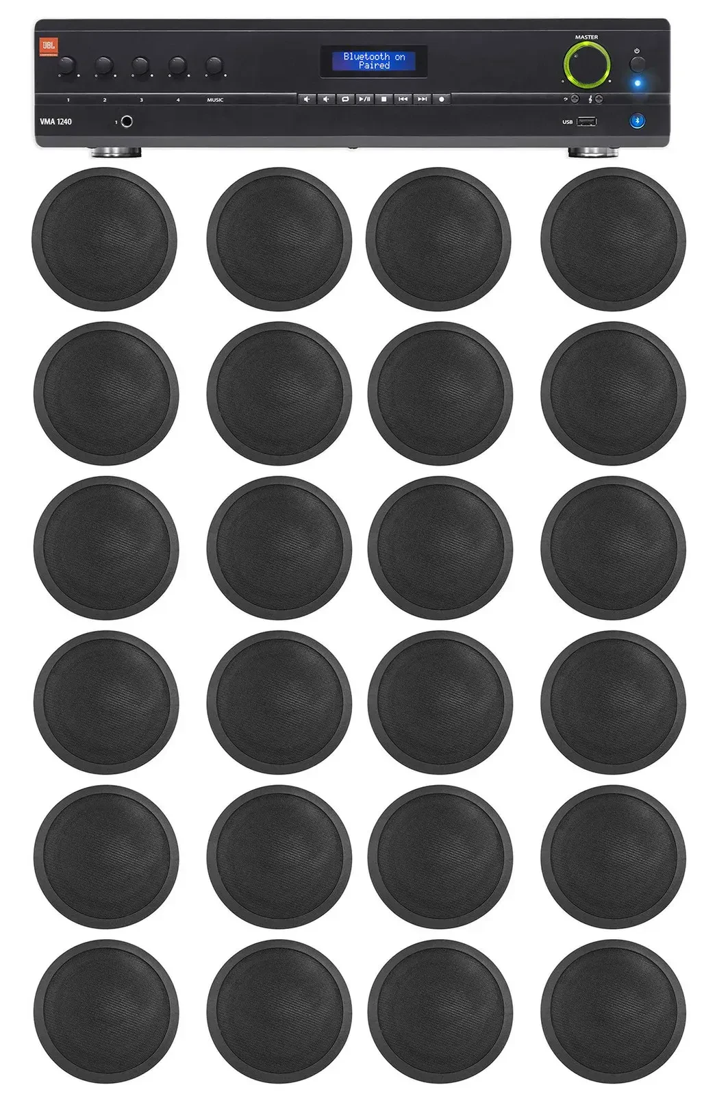 Потолочная акустика JBL CCL6T Black с усилителем (24 штуки)