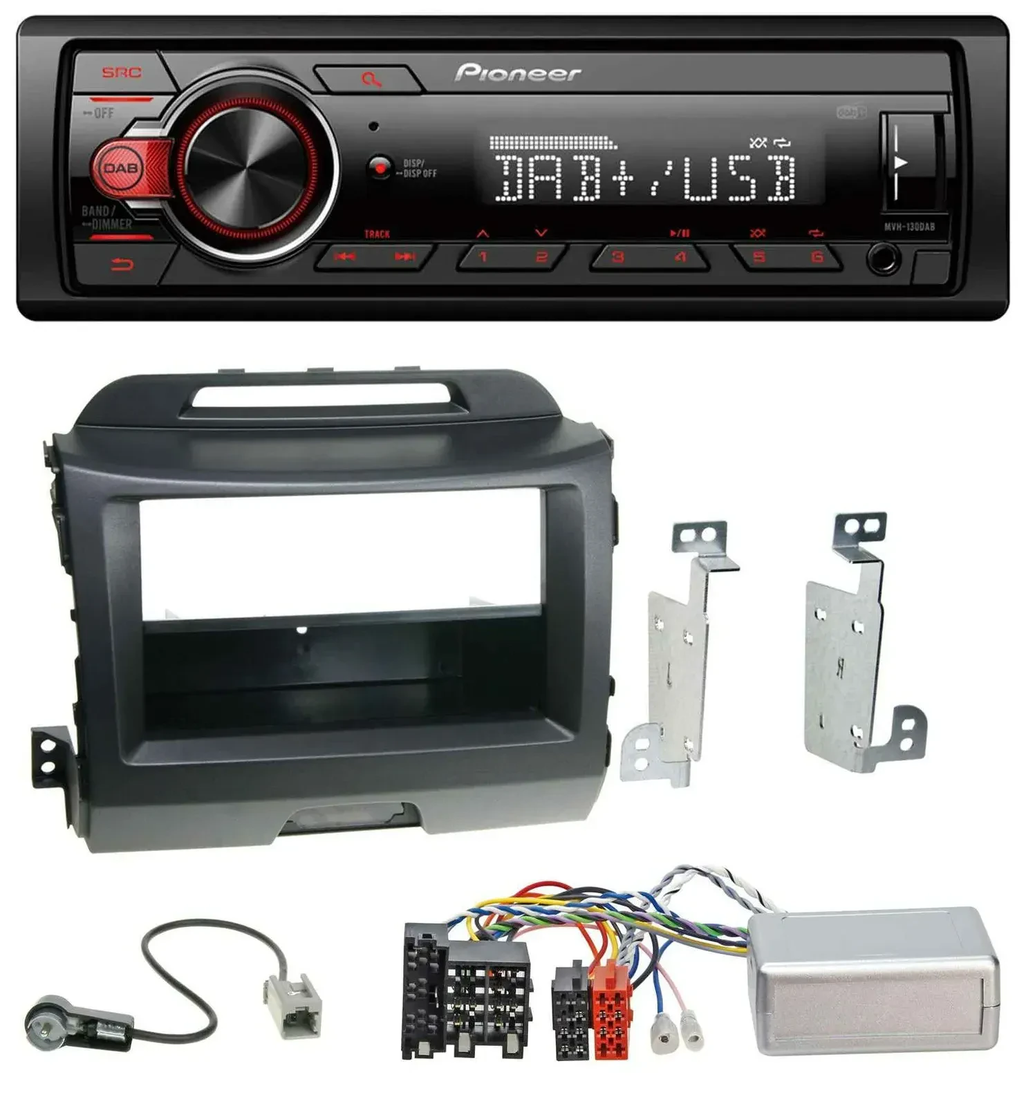 Автомагнитола Pioneer 1DIN DAB, USB, для Kia Sportage 3 (2010–2015), черный