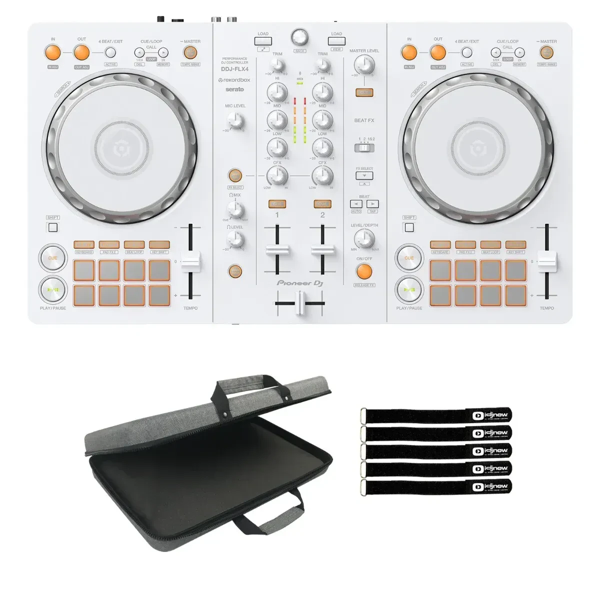 DJ-контроллер с джогом Pioneer DDJ-FLX4-W White с чехлом