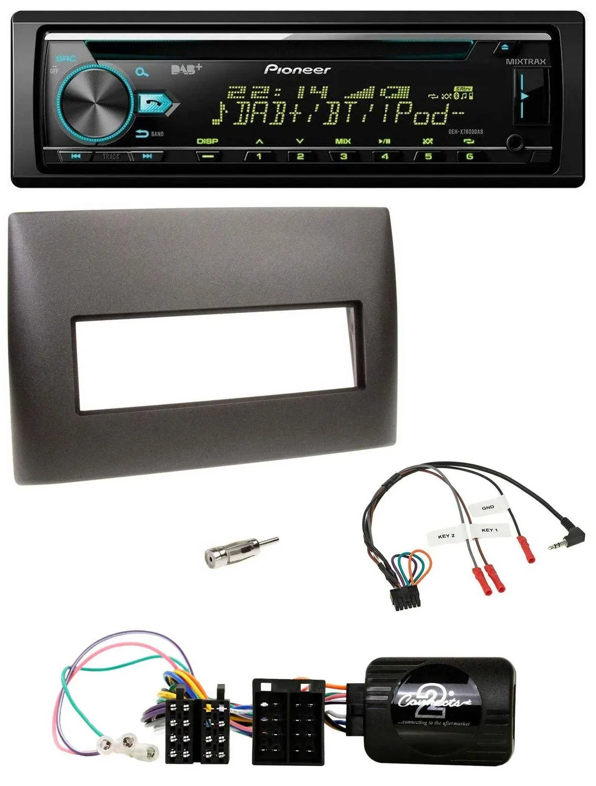 Pioneer DAB Lenkrad CD USB Bluetooth Autoradio für Fiat Stilo 2001-2007 schwarz