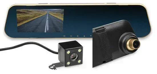 Dual Lens HD 1080P Car Auto DVR Mirror Dash Cam Recorder + Rear View Camera Kit