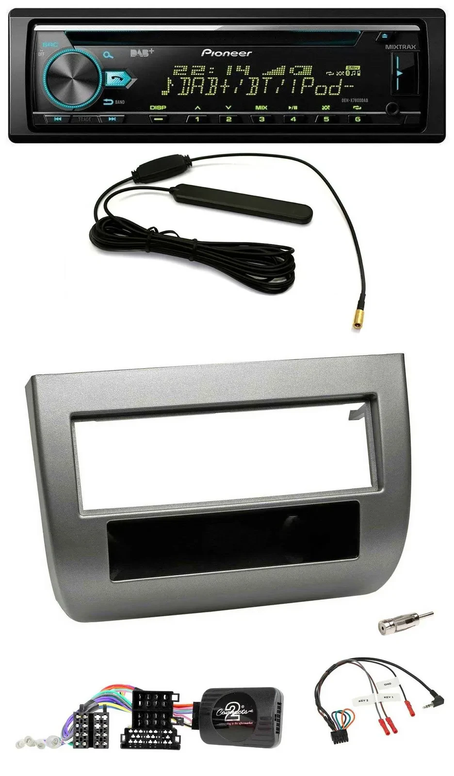 Автомагнитола Pioneer CD/MP3, DAB, USB для Lancia Y (2005–2011), антрацит
