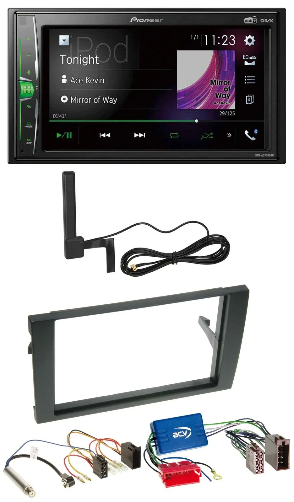Pioneer MP3 DAB AUX 2DIN Bluetooth Autoradio für Audi A4 B6 B7 01-08 Aktivsystem