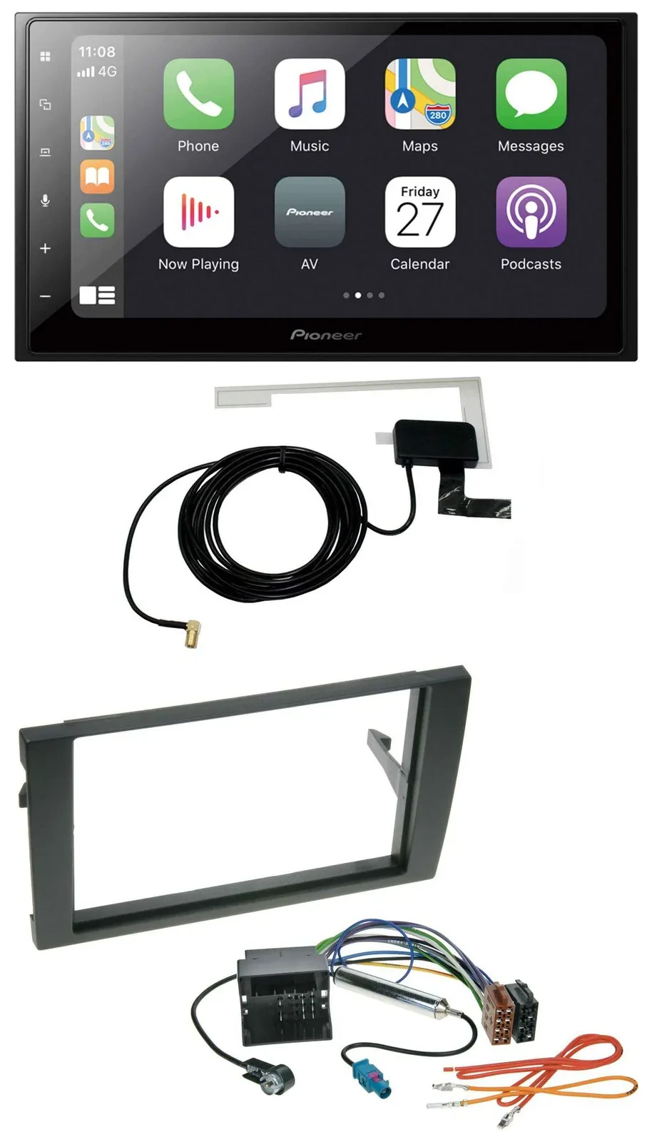 Pioneer USB MP3 2DIN Bluetooth DAB Autoradio für Audi A4 01-08 B6 B7 Quadlock