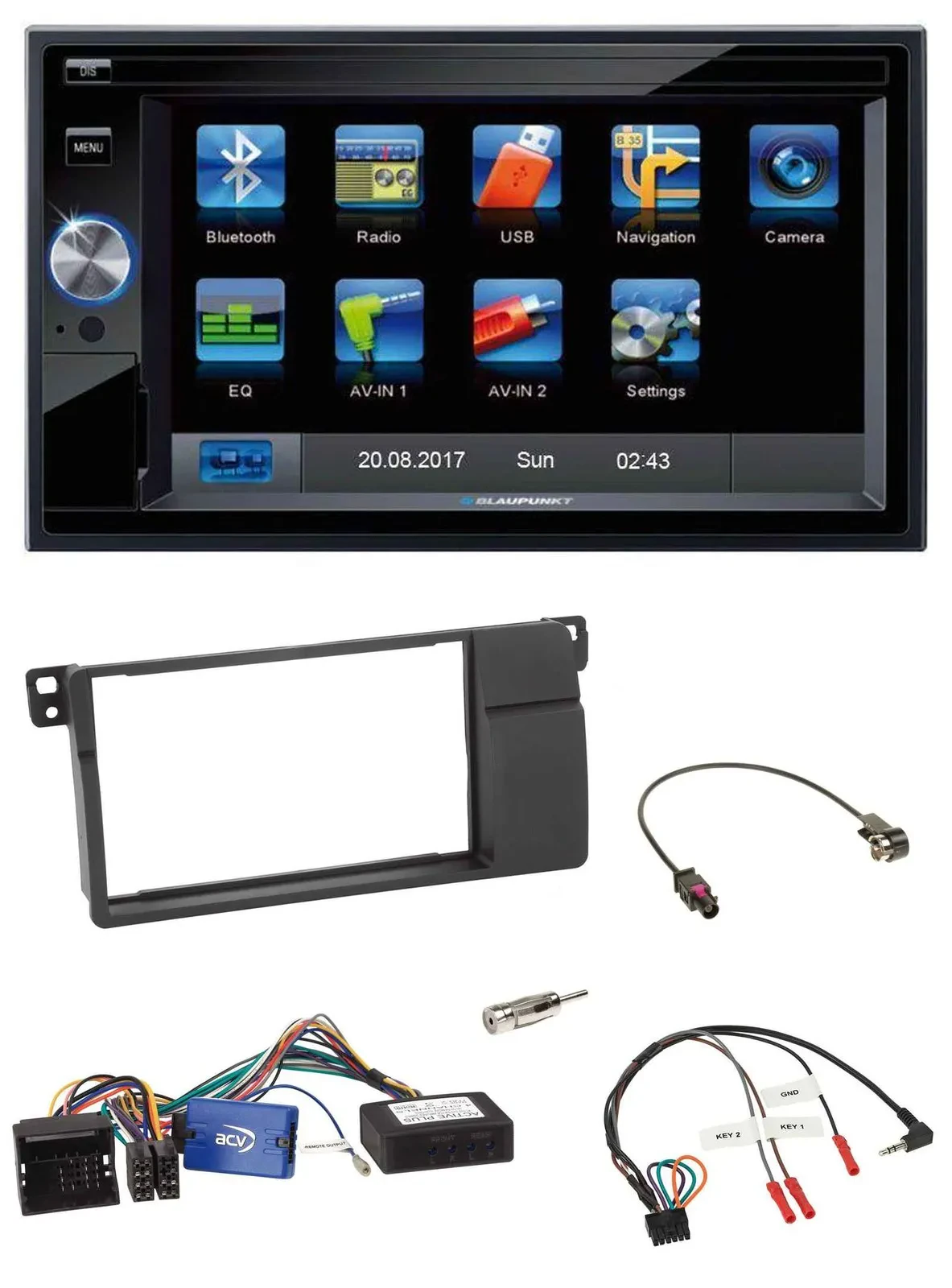 Blaupunkt 2DIN Bluetooth TMC USB Lenkrad SD Navigation für BMW 3er E46 2002-2006