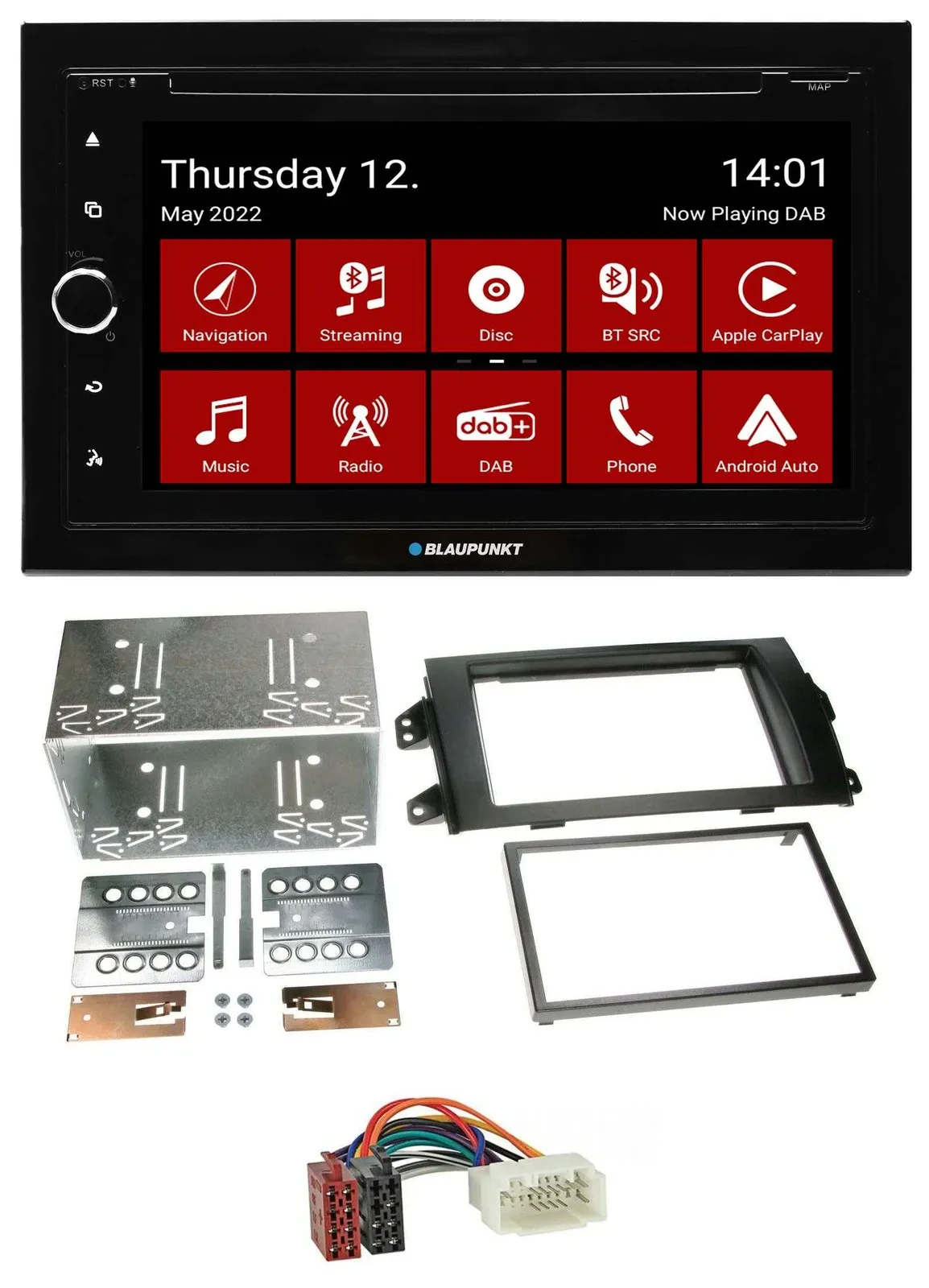Автомагнитола Blaupunkt 2DIN, MP3/DVD, Bluetooth, DAB, USB, для Fiat Sedici / Suzuki SX4