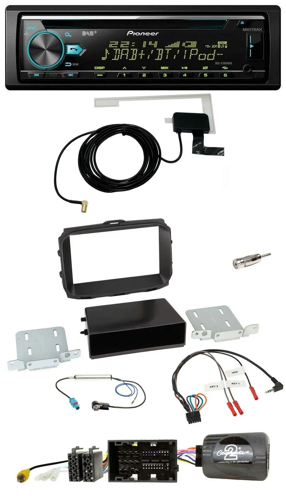 Автомагнитола для Alfa Romeo Giulietta (940, 2014–2020) Pioneer CD/MP3, USB, DAB, совместима с кнопками на руле