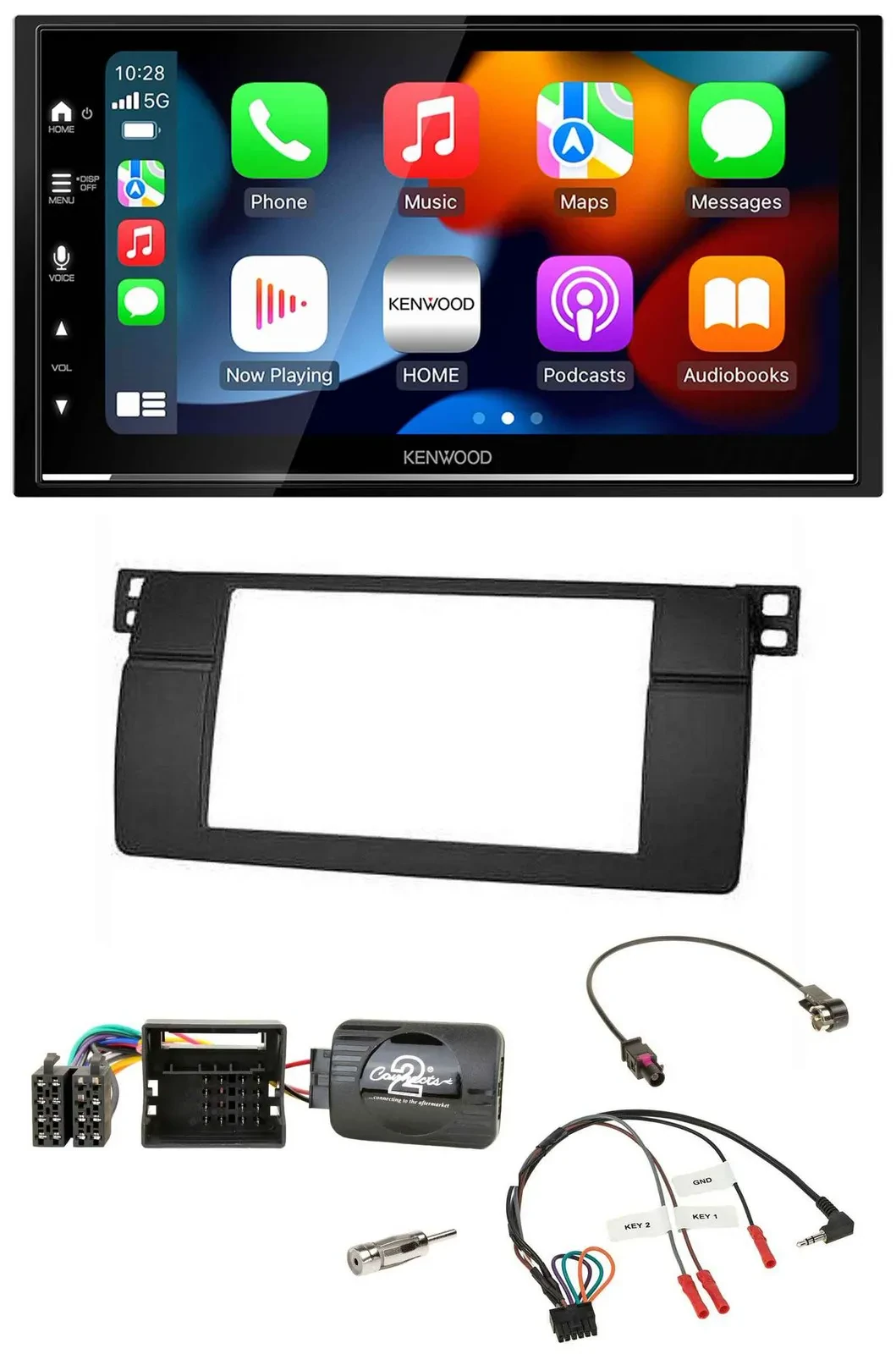 Автомагнитола для BMW 3 Series E46 (2001–2006) Kenwood 2-DIN, DAB, USB, Bluetooth, совместима с кнопками на руле