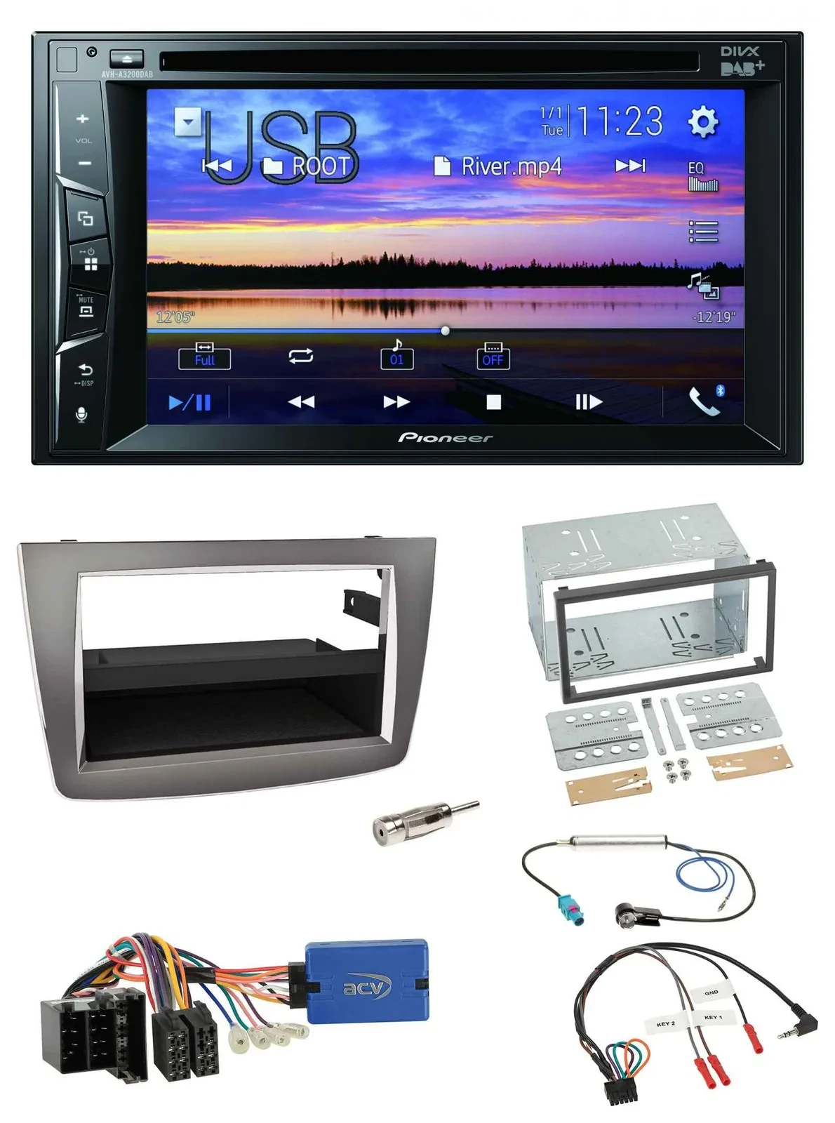 Автомагнитола Pioneer 2DIN Bluetooth, USB, DVD, DAB, для Alfa Romeo Mito (2013–2018), совместимая с кнопками на руле
