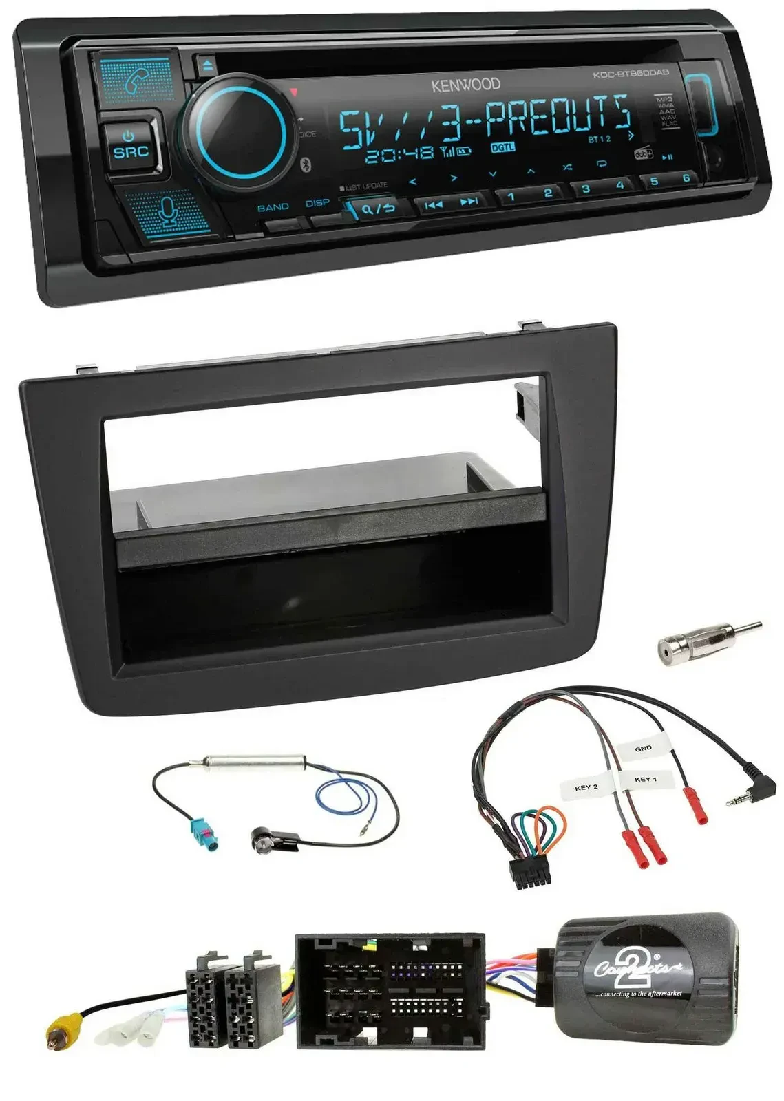 Автомагнитола Kenwood Bluetooth USB CD DAB для Alfa Mito 955 (2014–2018) черный