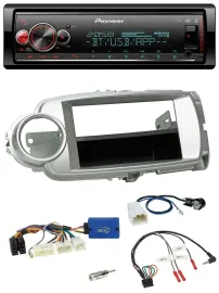 Автомагнитола Pioneer Bluetooth, USB, DAB, с управлением с руля, для Toyota Yaris 2011–2014, серебристая