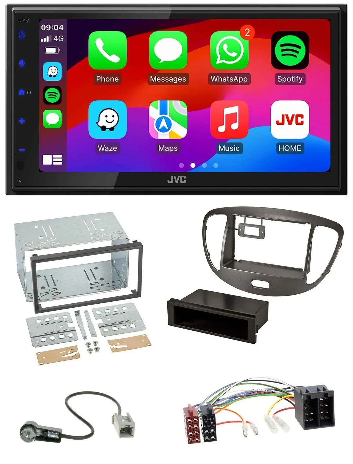 JVC Bluetooth USB MP3 2DIN DAB Autoradio für Hyundai i10 2008-13 dunkelsilber