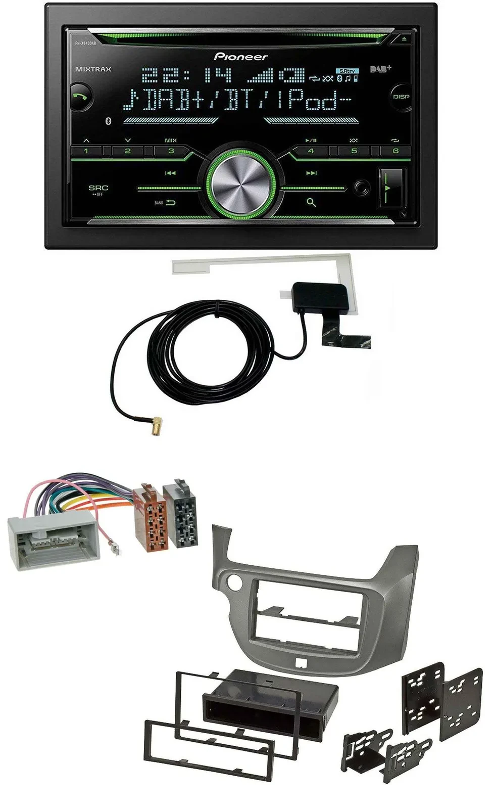 Pioneer CD USB MP3 Bluetooth 2DIN DAB Autoradio für Honda Jazz ab 09 silber