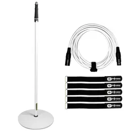 Gravity GMS23W DJ Pro Audio Microphone Stand w/Round Base in White + XLR Cable