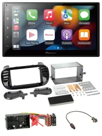 Автомагнитола для Fiat 500 Pioneer 2-DIN, DAB, Bluetooth, USB, MP3, черный