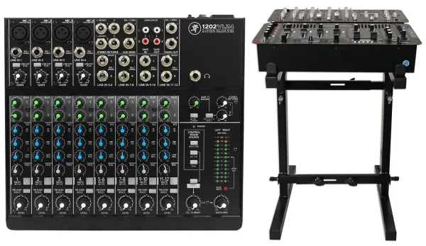 New Mackie 1202VLZ4 12-Ch Compact Analog Low-Noise Mixer w/ 4 ONYX Preamps+Stand