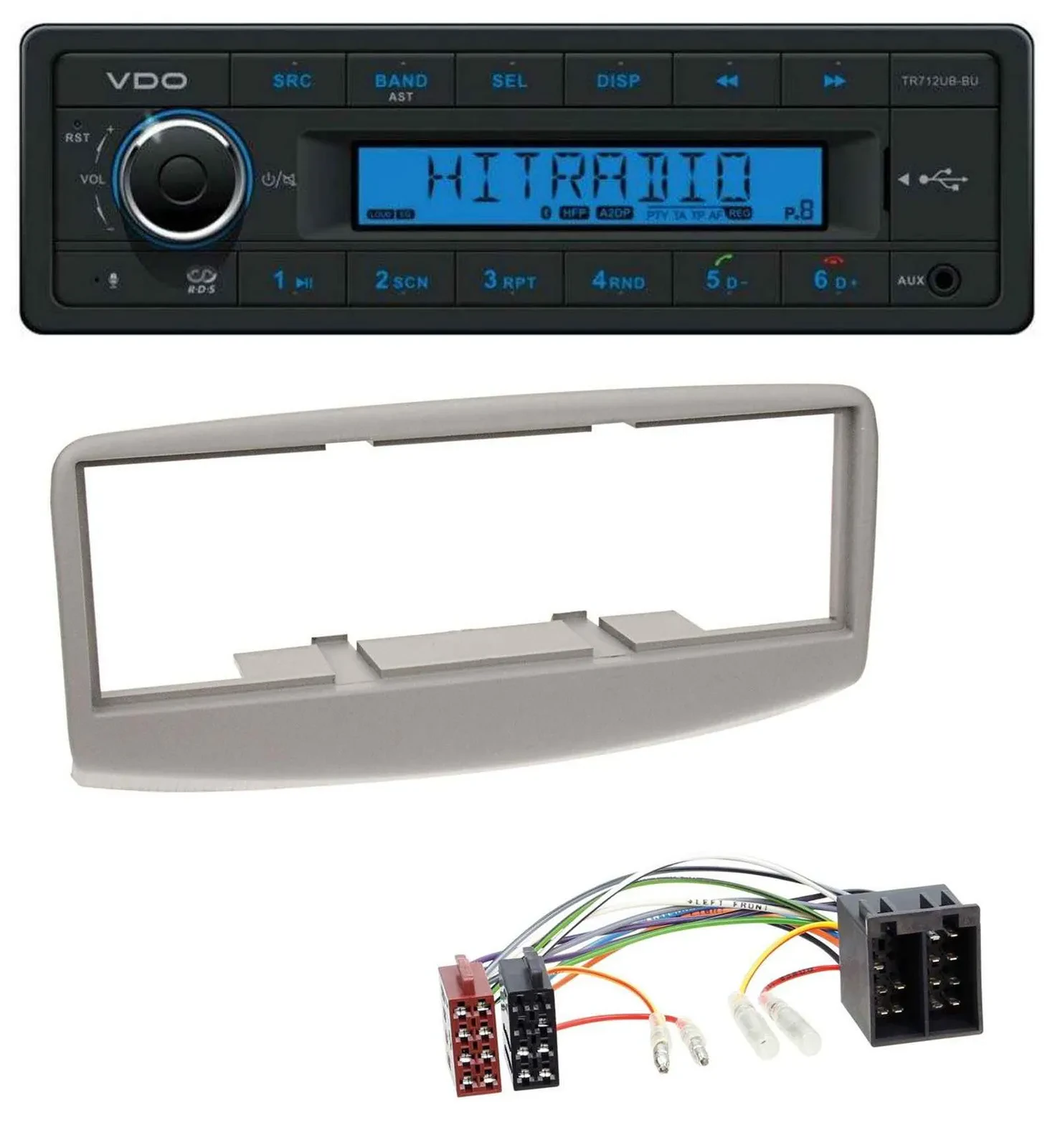 Автомагнитола VDO для Fiat Multipla (186, 1999–2010) Bluetooth, USB, AUX, MP3, серый