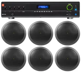 JBL VMA1120 Commercial/Restaurant 120W 70v Amplifier+(6) JBL Black 6.5" Speakers