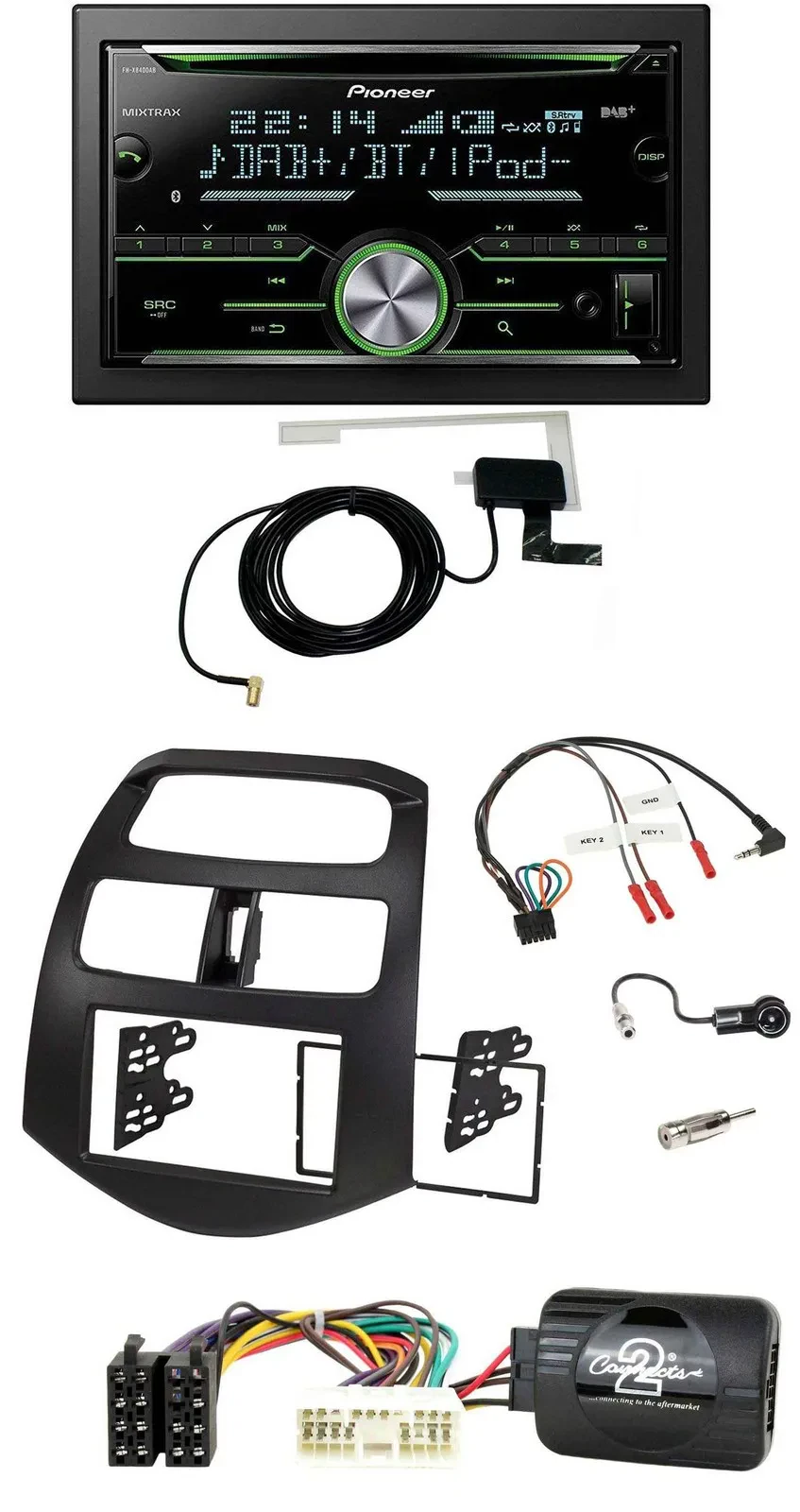 Pioneer CD USB Lenkrad Bluetooth 2DIN DAB Autoradio für Chevrolet Spark KLM 2012