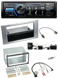 JVC Bluetooth Lenkrad USB DAB Autoradio für Ford Kuga 2008-2012 silber