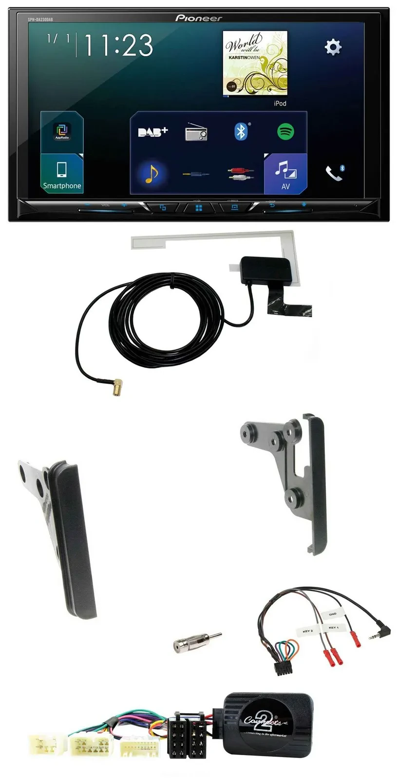 Автомагнитола для Toyota RAV4 2001–2005 Pioneer 2DIN, DAB, USB, Bluetooth, поддержка кнопок на руле