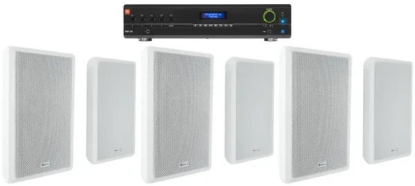 Настенная акустика JBL Rock Slim 70W White с усилителем (6 штук)