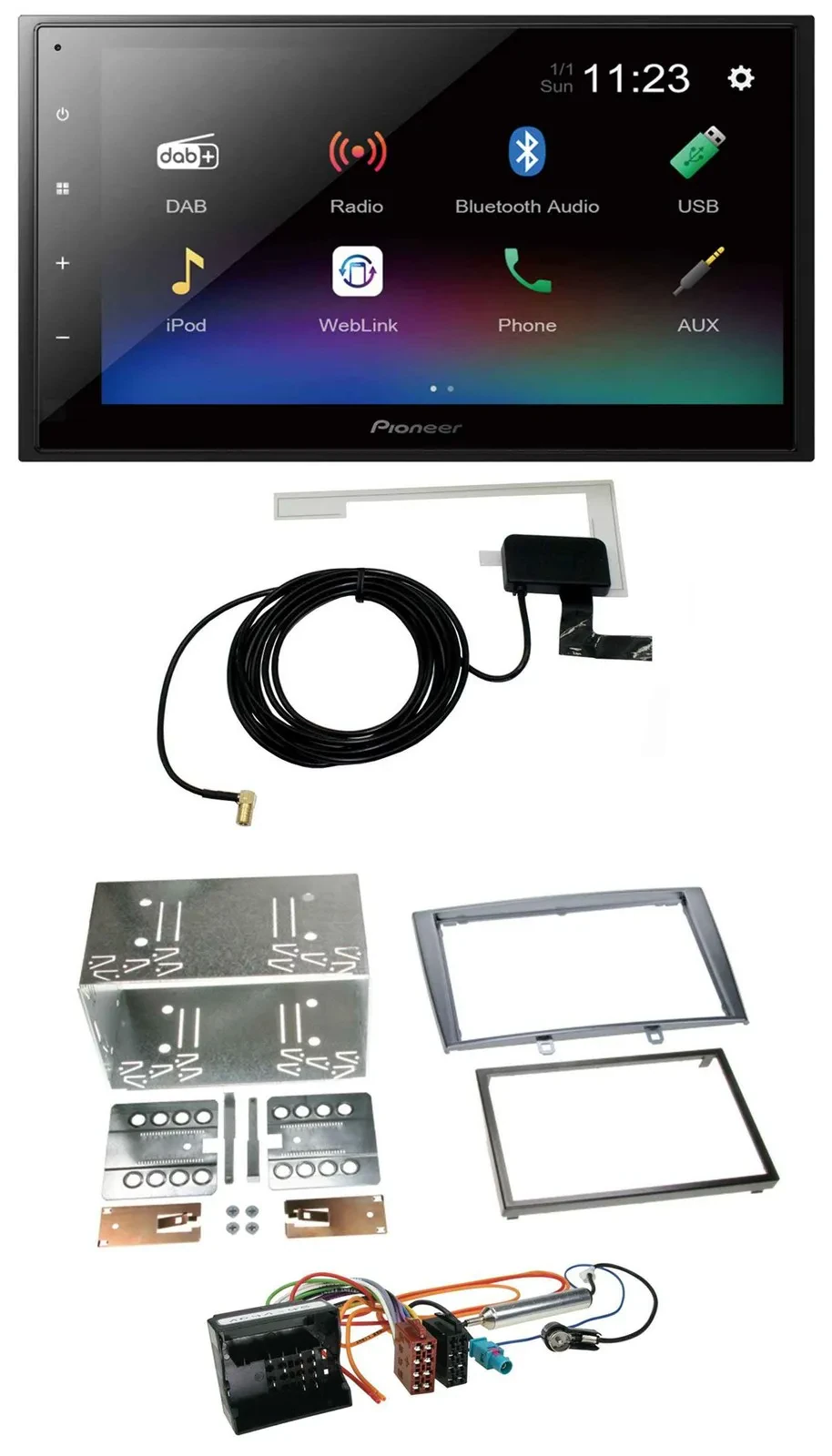 Pioneer DAB MP3 Bluetooth 2DIN USB Autoradio für Peugeot 308 07-09 silber