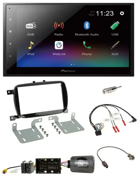 Pioneer USB Bluetooth DAB 2DIN Lenkrad Autoradio für 500 X ab 2016 Facelift Pian