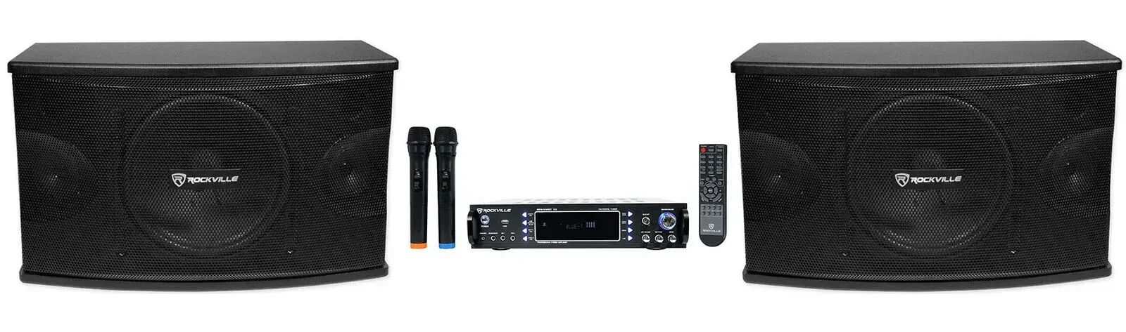 Пассивная акустическая система Rockville KPS10 Black с усилителем и аксессуарами (пара)