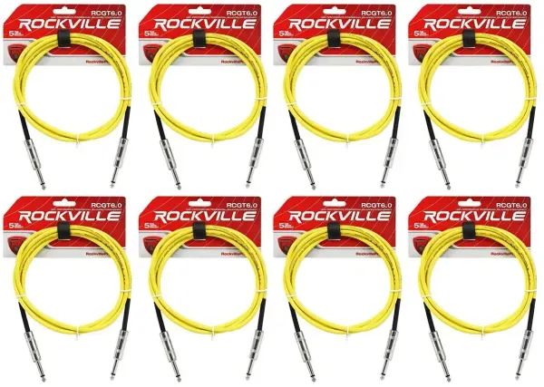 Инструментальный кабель Rockville RCGT6.0Y Yellow 1.8 м (8 штук)