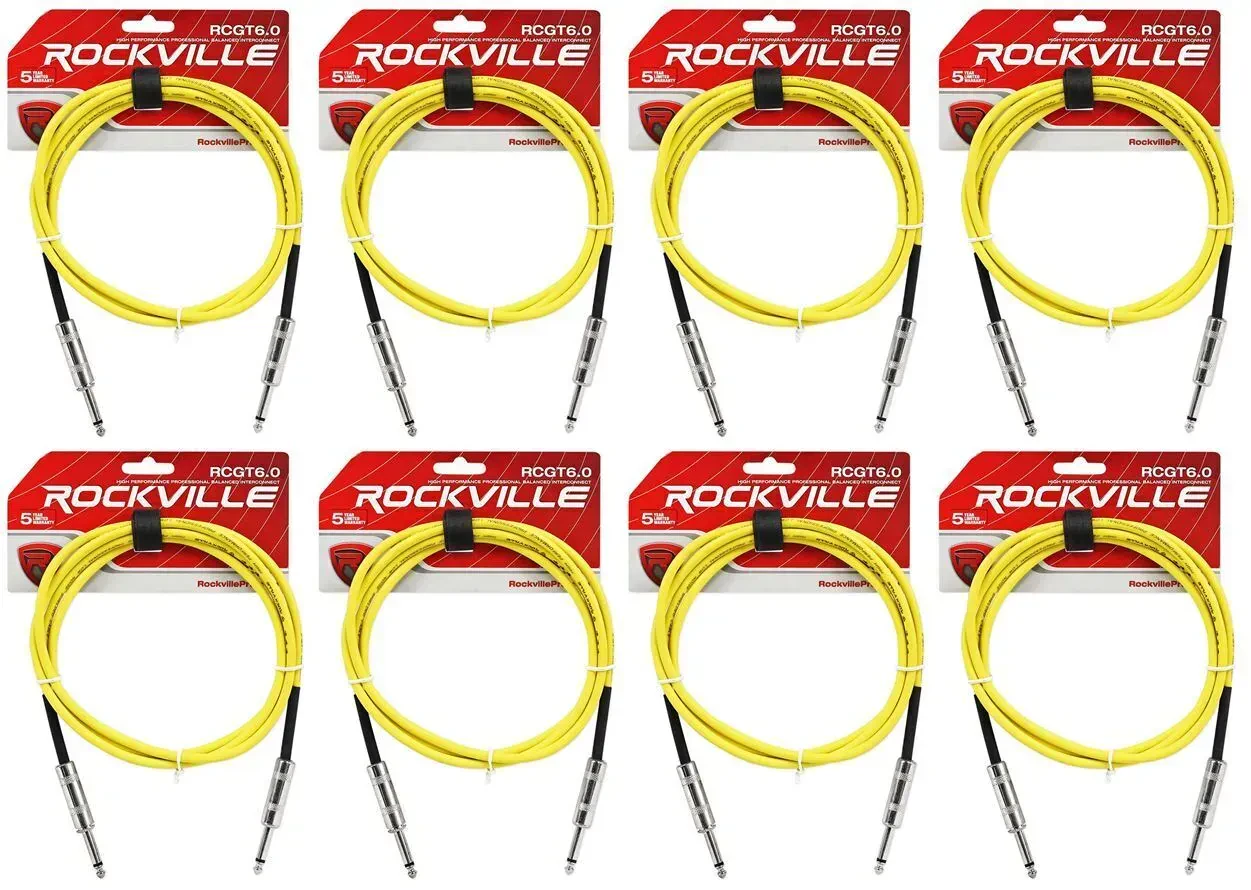 Инструментальный кабель Rockville RCGT6.0Y Yellow 1.8 м (8 штук)