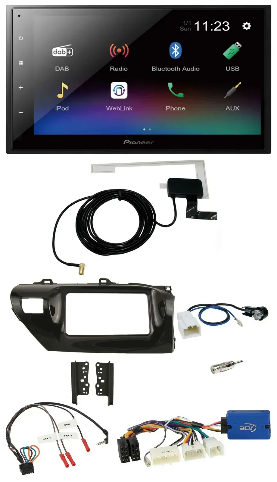 Автомагнитола Pioneer 2-DIN, DAB, Bluetooth, USB, для Toyota Hilux (2015–2020)