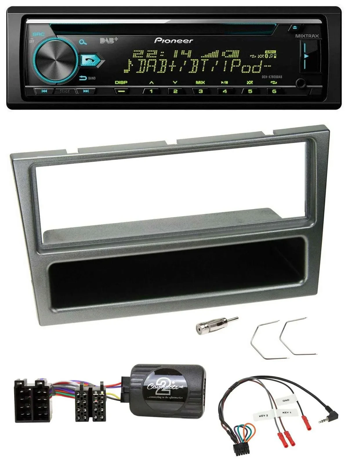 Pioneer DAB Lenkrad CD USB Bluetooth Autoradio für Opel Corsa C 00-04 aluminium