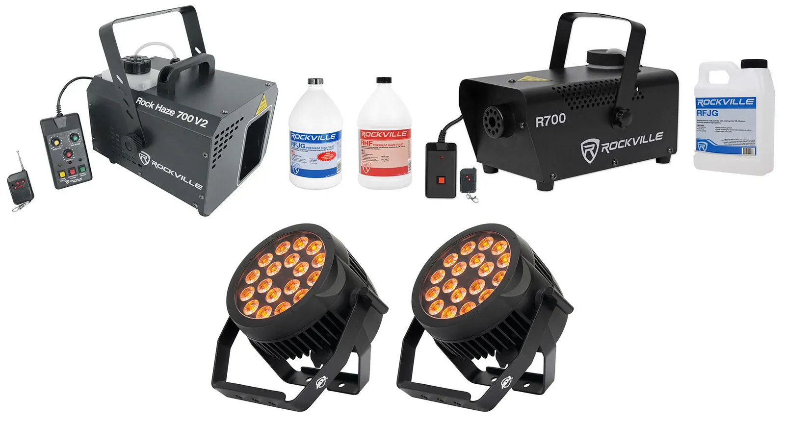 Комплект светового оборудования American DJ 18P HEX IP+ROCKHAZE 700 V2+R700-2