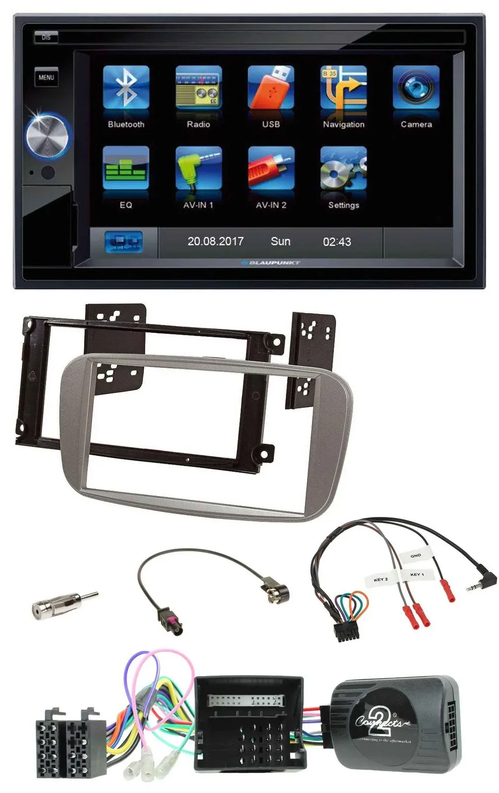 Blaupunkt SD USB TMC Bluetooth 2DIN Lenkrad Navigation für Ford C Max Galaxy Foc