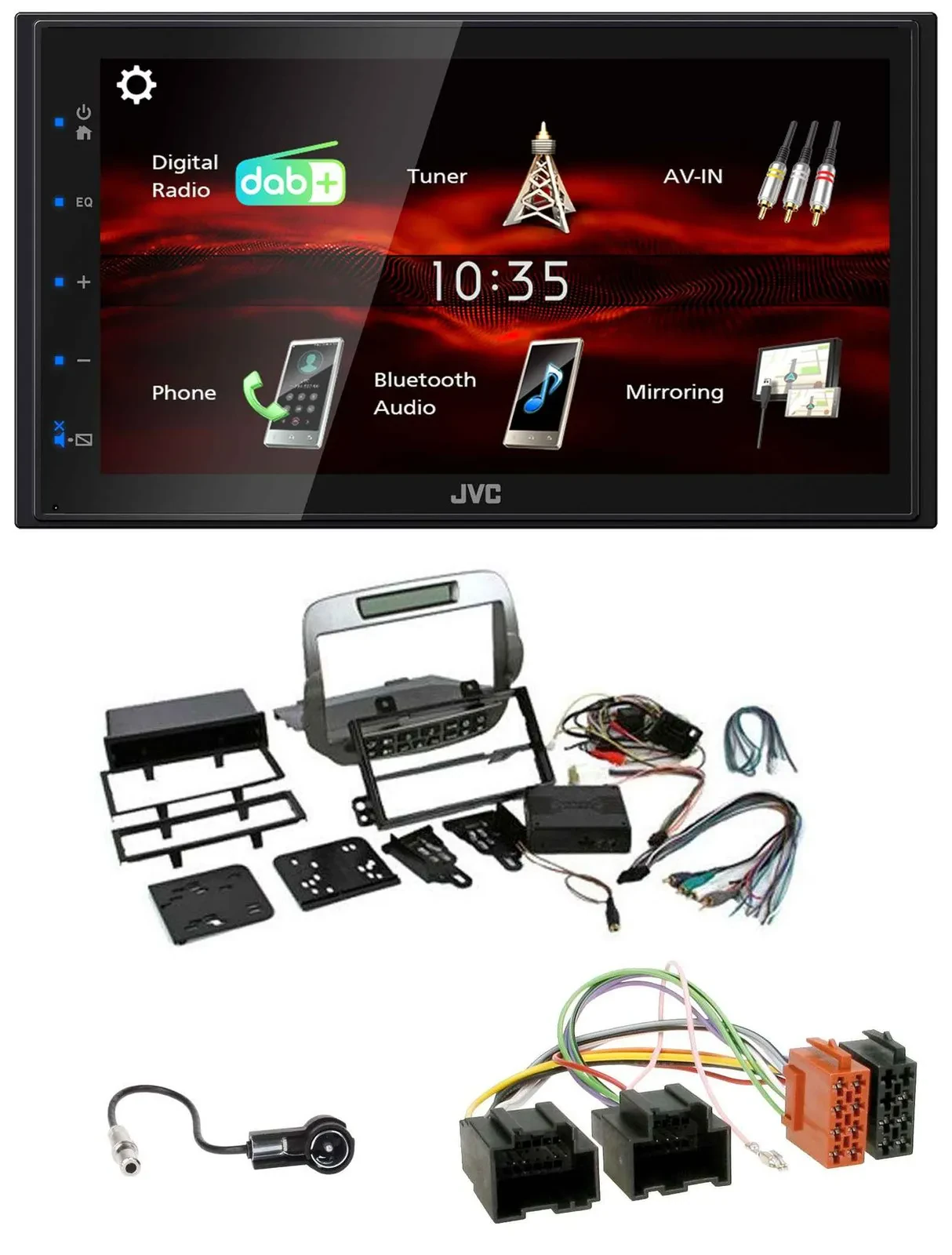 JVC USB Bluetooth MP3 DAB 2DIN Autoradio für Chevrolet Camaro 2010-2015 silber