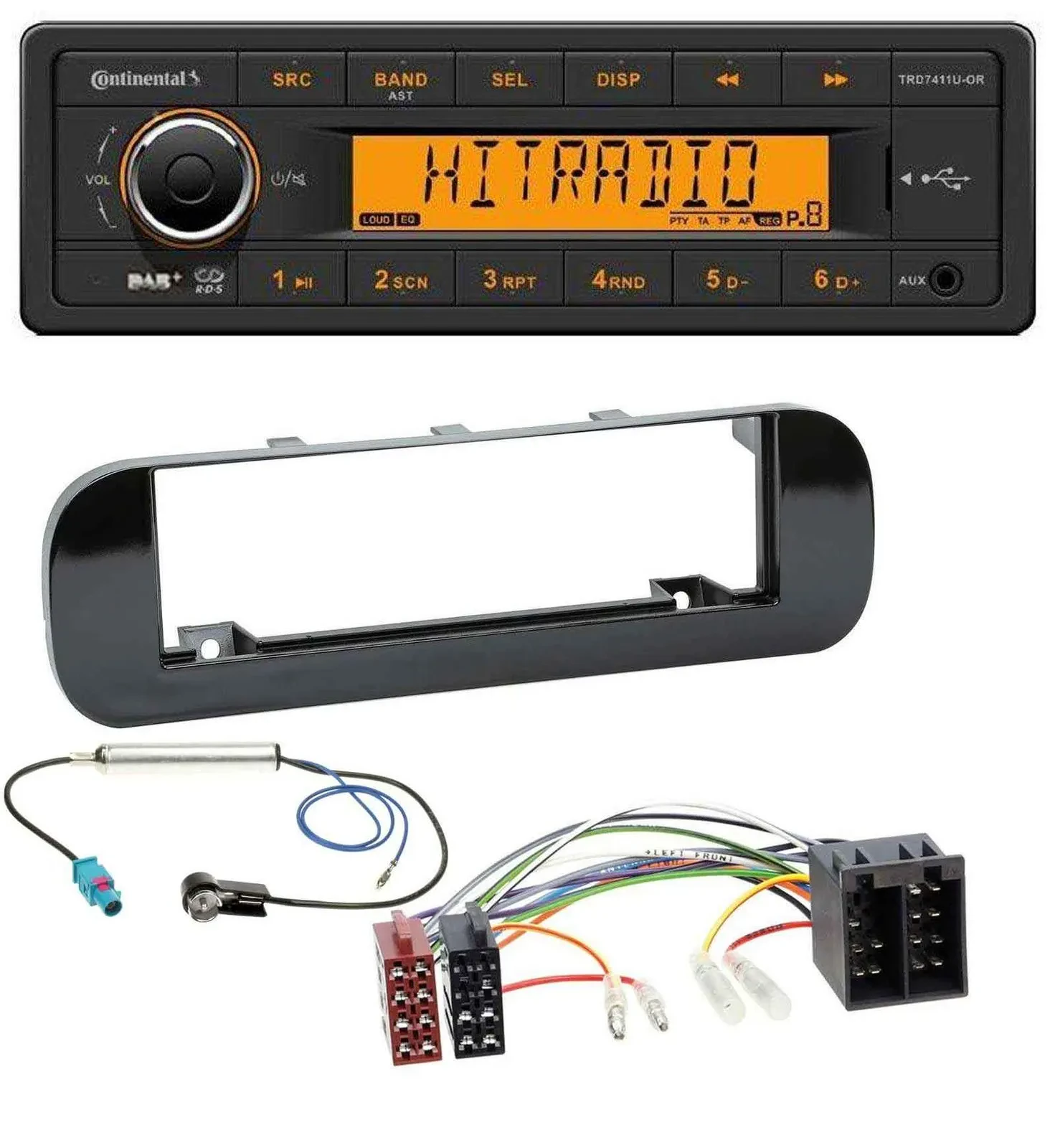 Continental 1DIN DAB MP3 AUX USB Autoradio für Fiat Panda (ab 2012) - glänzend
