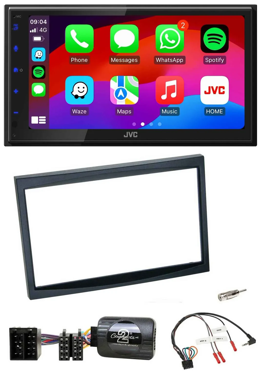 JVC Bluetooth 2DIN Lenkrad DAB USB Autoradio für Citroen C3 C2 Berlingo schwarz