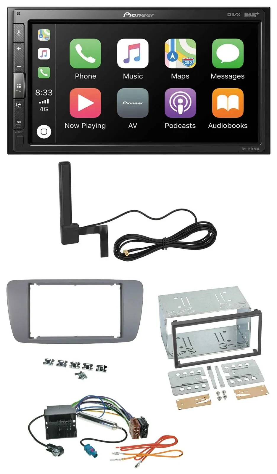 Pioneer USB 2DIN Bluetooth DAB MP3 Autoradio für Seat Ibiza ab 08 conemaragrau