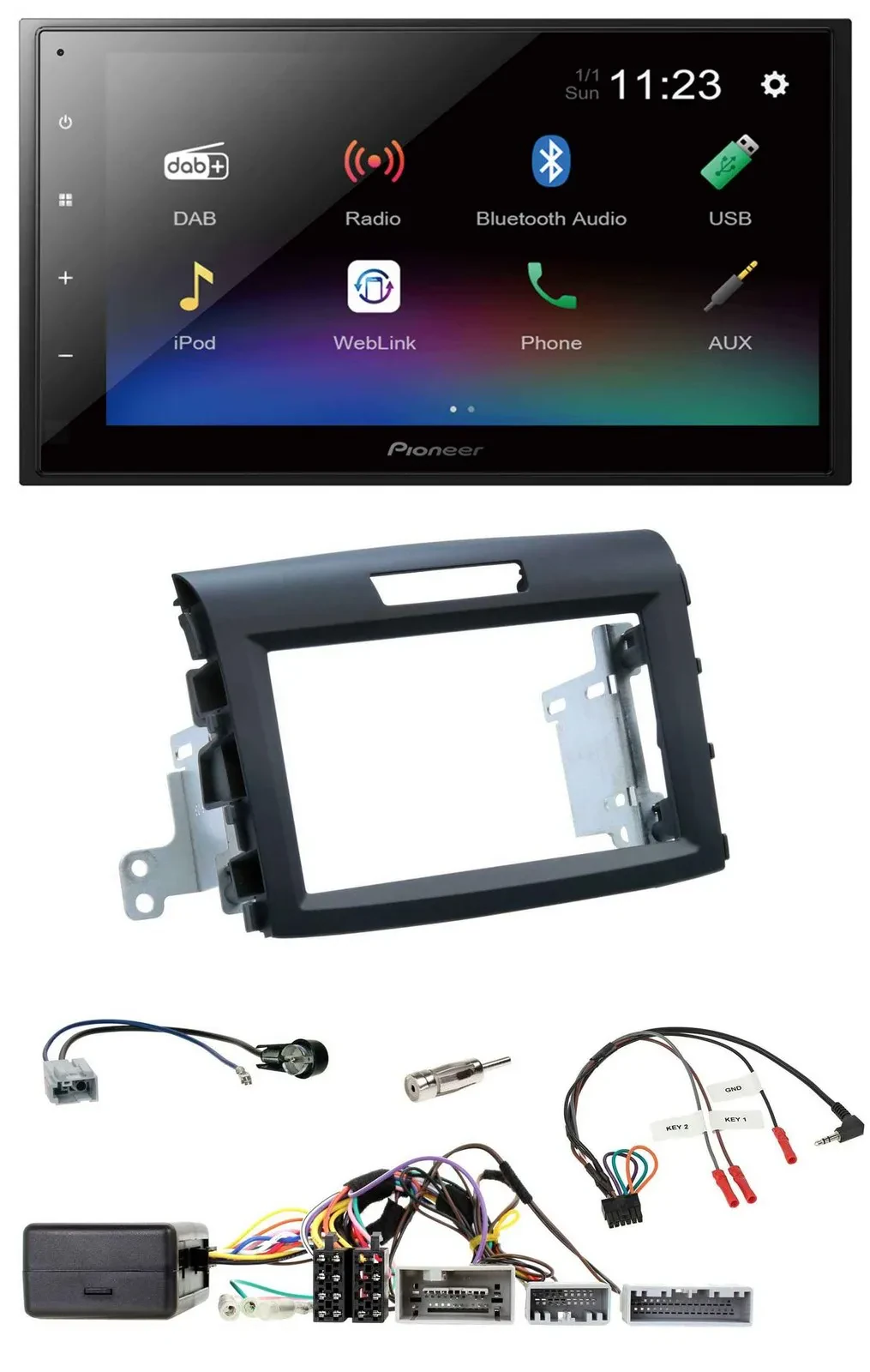 Pioneer USB Bluetooth DAB 2DIN Lenkrad Autoradio für Honda CR-V FR5/FR6 ab 2013