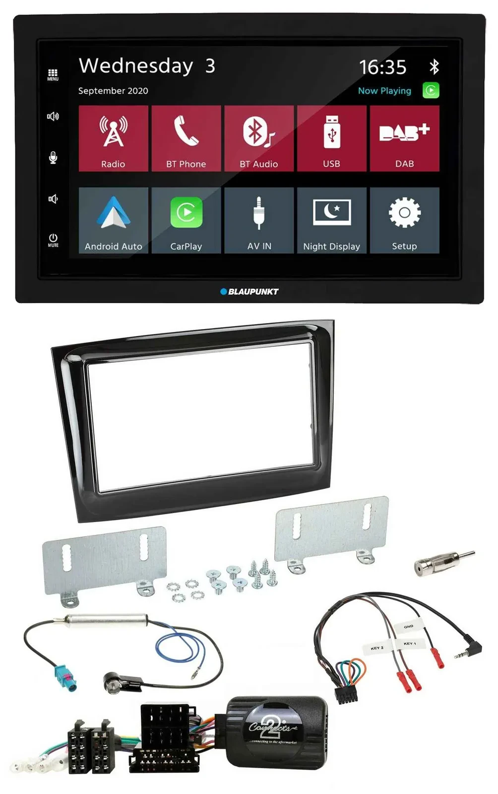 Blaupunkt DAB Bluetooth USB Lenkrad 2DIN Autoradio für Fiat Doblo VDO ab 2015 pi