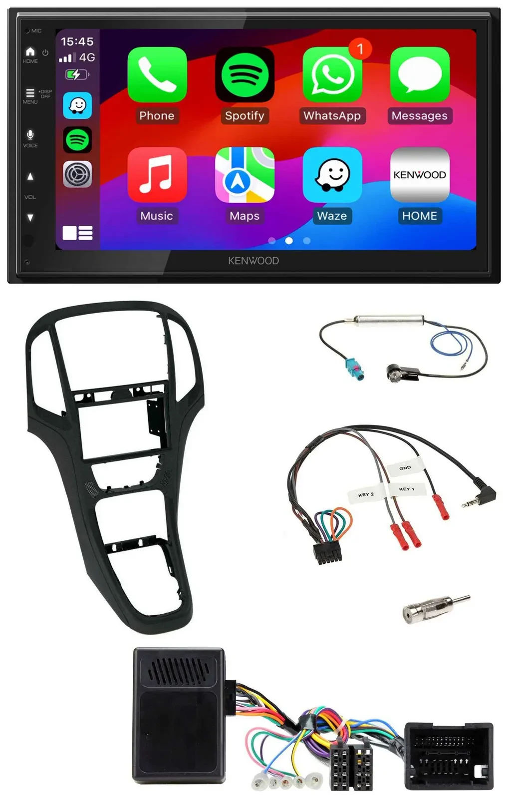 Kenwood Lenkrad USB DAB 2DIN Bluetooth Autoradio für Opel Astra ab 09 Perlschwar