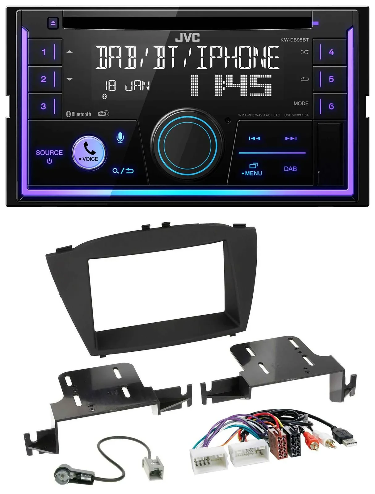 Автомагнитола для Hyundai ix35 JVC 2-DIN DAB Bluetooth CD MP3 USB AUX (с 2013)