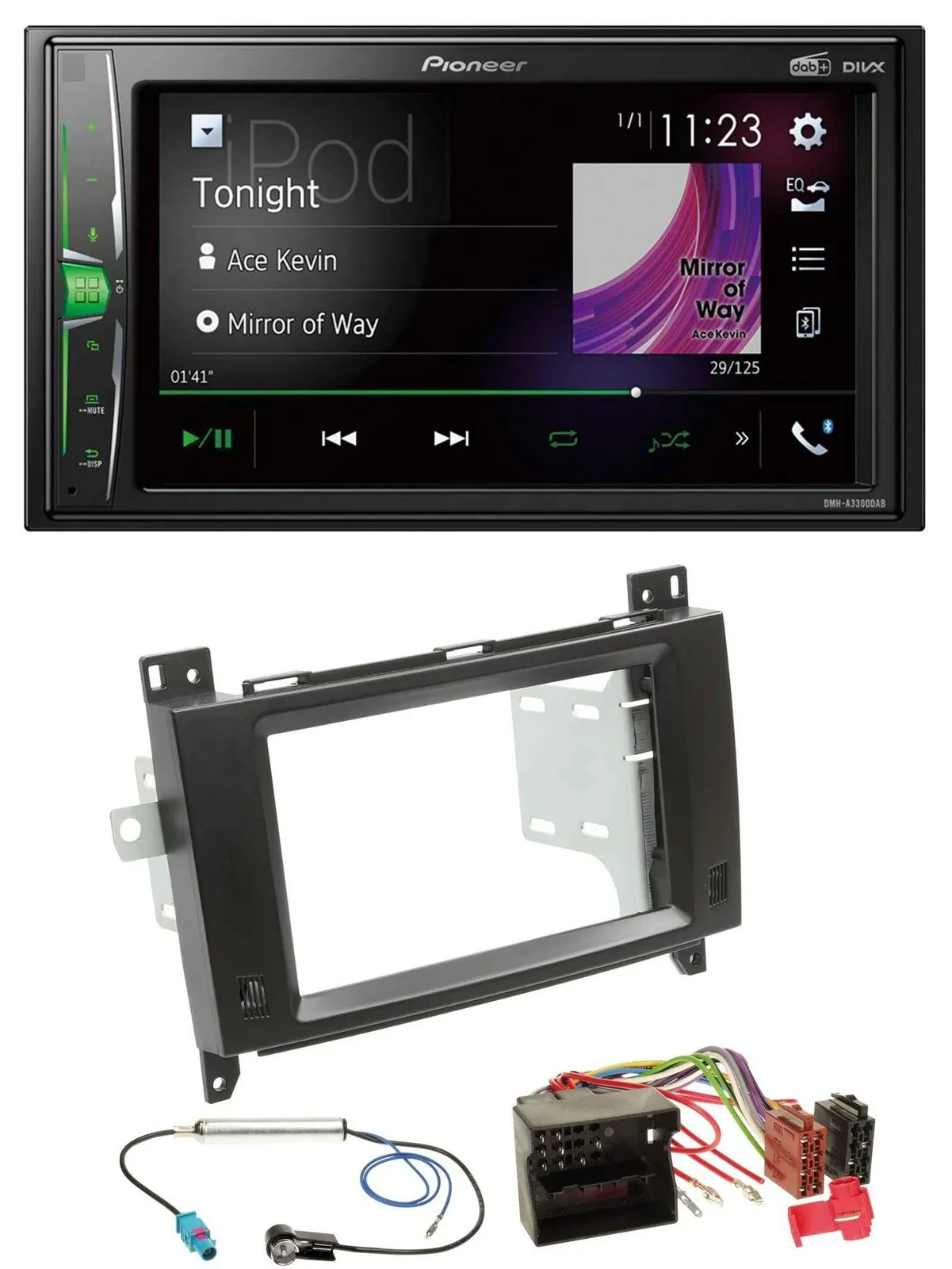 Автомагнитола Pioneer 2-DIN, MP3, DAB, USB, Bluetooth для Mercedes Viano/Vito (2006–2014), черная