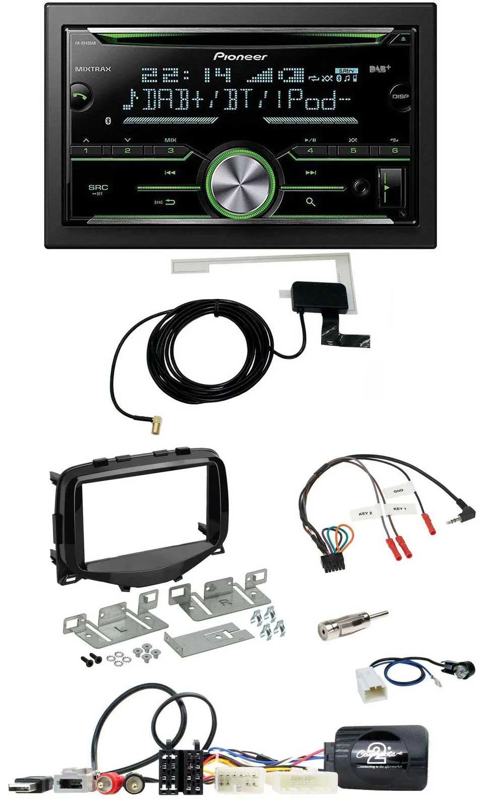 Pioneer CD USB Lenkrad Bluetooth 2DIN DAB Autoradio für Toyota Aygo 2014-2021